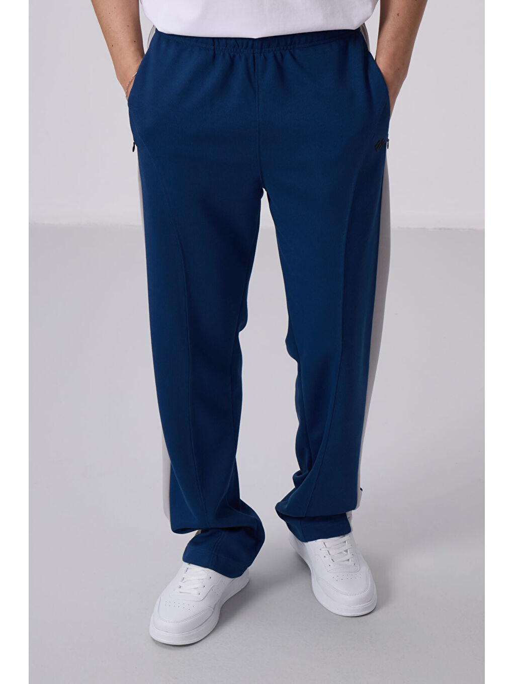 Mavi Parlament Yüzeyi Dokulu Standart Fit Palazzo  Erkek Pantolon - 82171-3