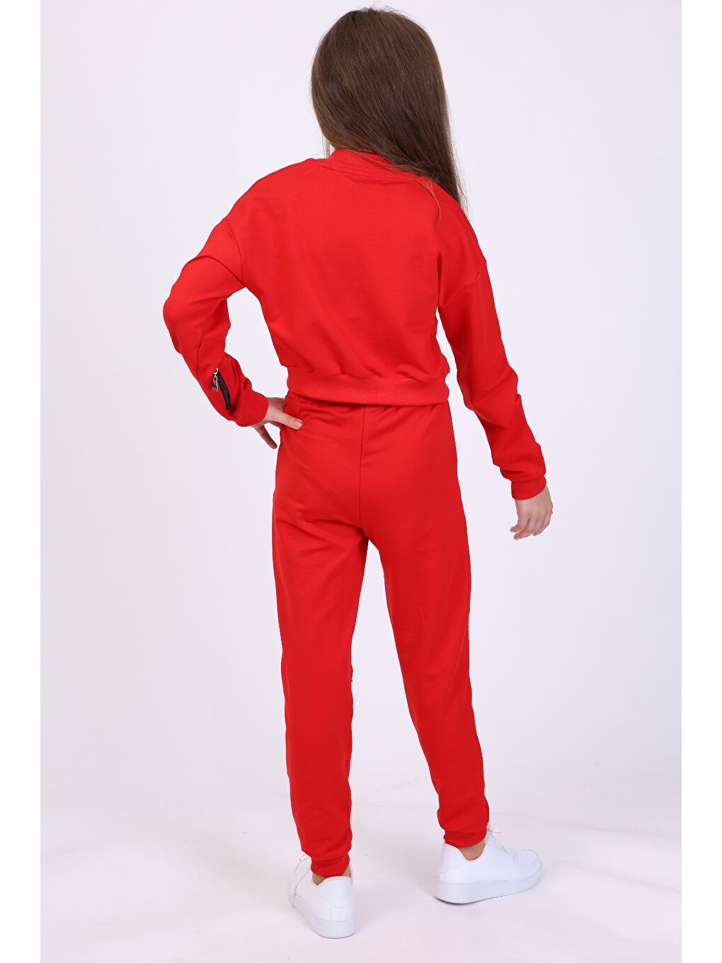 Kırmızı Kız Çocuk 3lü Baskılı Eşofman Takım-1