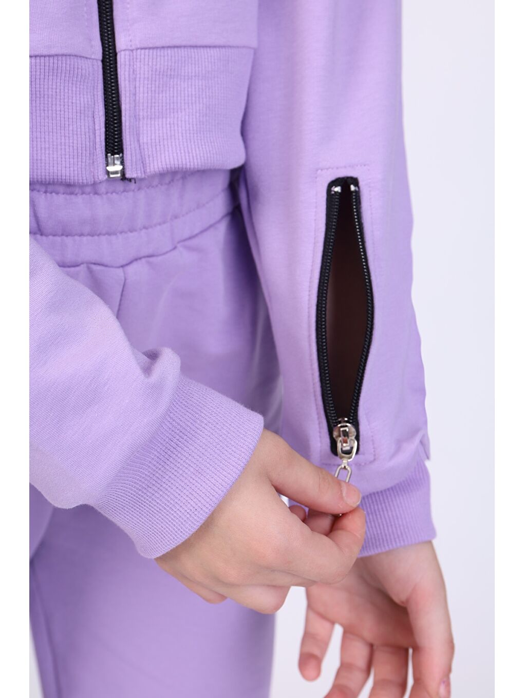 Lila Kız Çocuk 3lü Baskılı Eşofman Takım-1