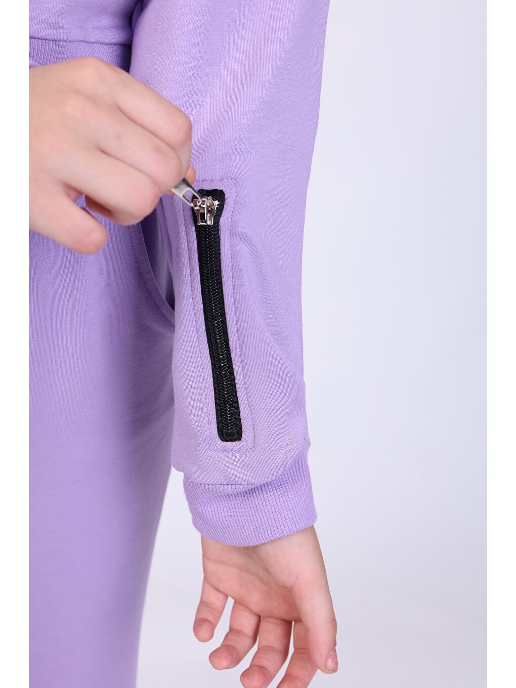 Lila Kız Çocuk 3lü Baskılı Eşofman Takım-3