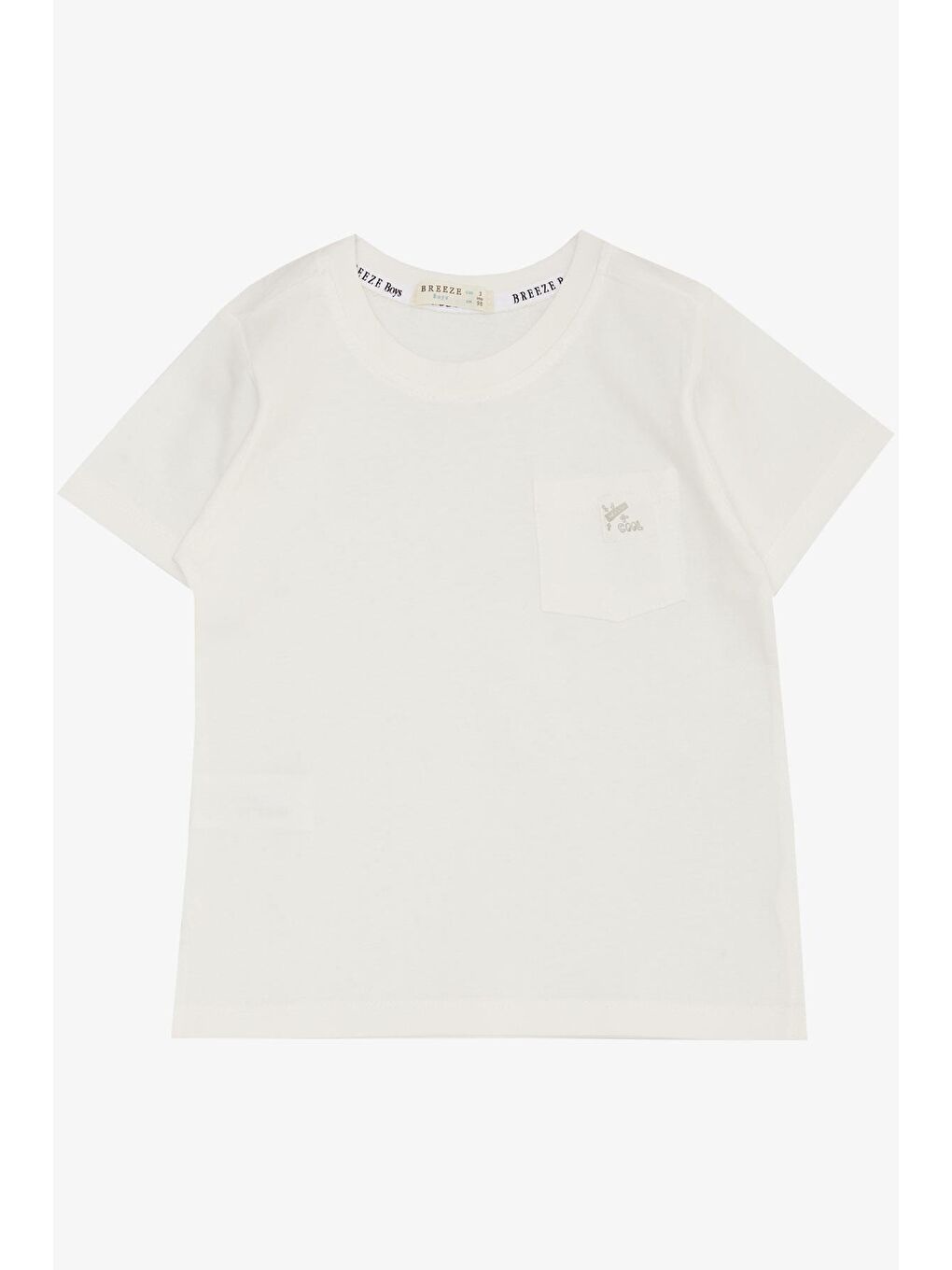 Erkek Çocuk Tişört Cool Yazı Armalı Cepli Ekru (1.5-5 Yaş)