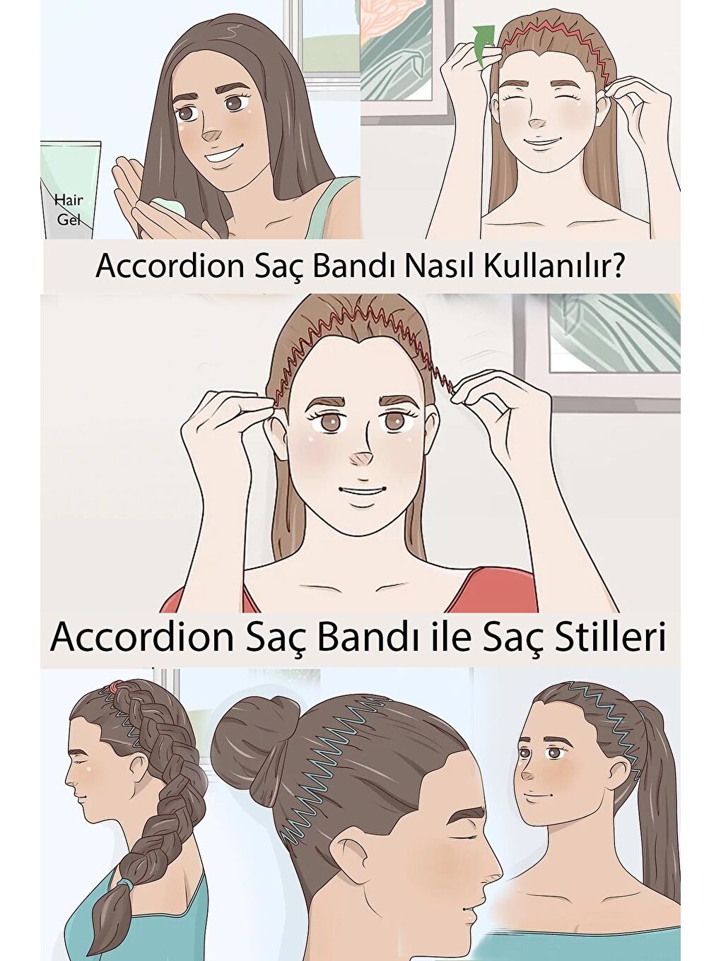 Antrasit Accordion Saç Tacı 2'li Paket-4