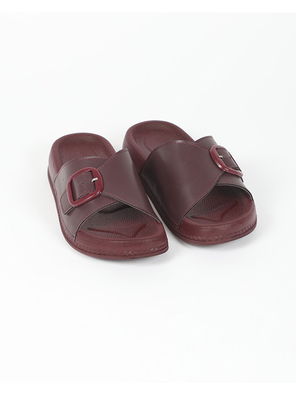 Bordo Kadın Yazlık Tokalı Terlik - CRIMSON-3