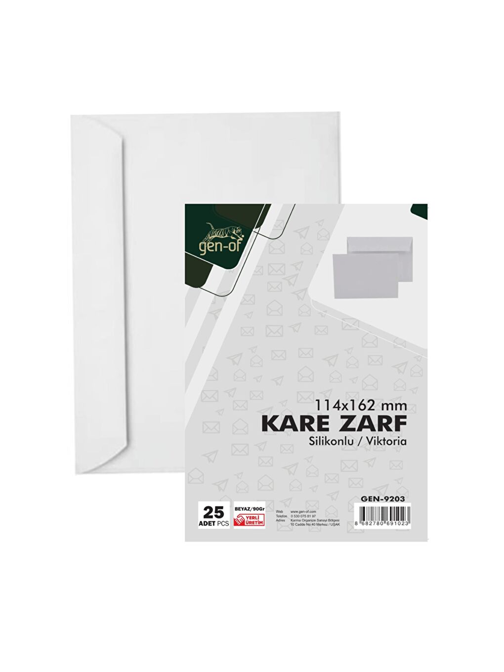 Kare Beyaz Mektup Zarfı 114 x 162 mm 90 Gr Silikonlu 25 li