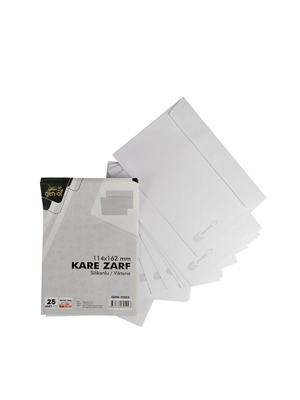 Kare Beyaz Mektup Zarfı 114 x 162 mm 90 Gr Silikonlu 25 li-3