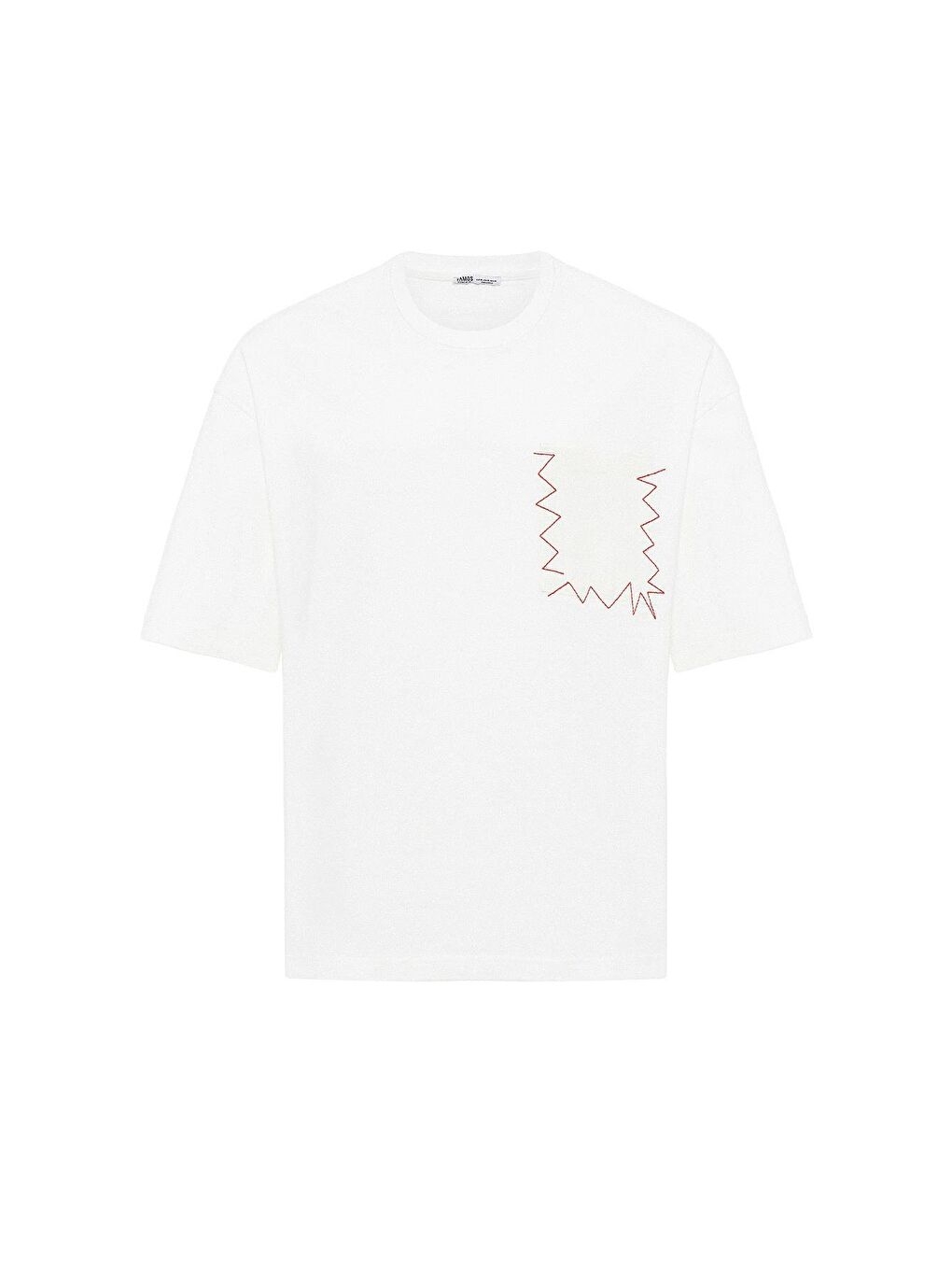 Yıkamalı Cep Detaylı Oversize Tişört Ekru