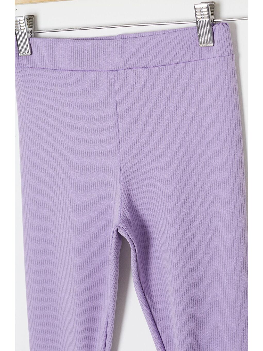 Lila Fiyonklu Tavşan Nakışlı Fitilli Kız Çocuk Yırtmaçlı Tayt 18152-1