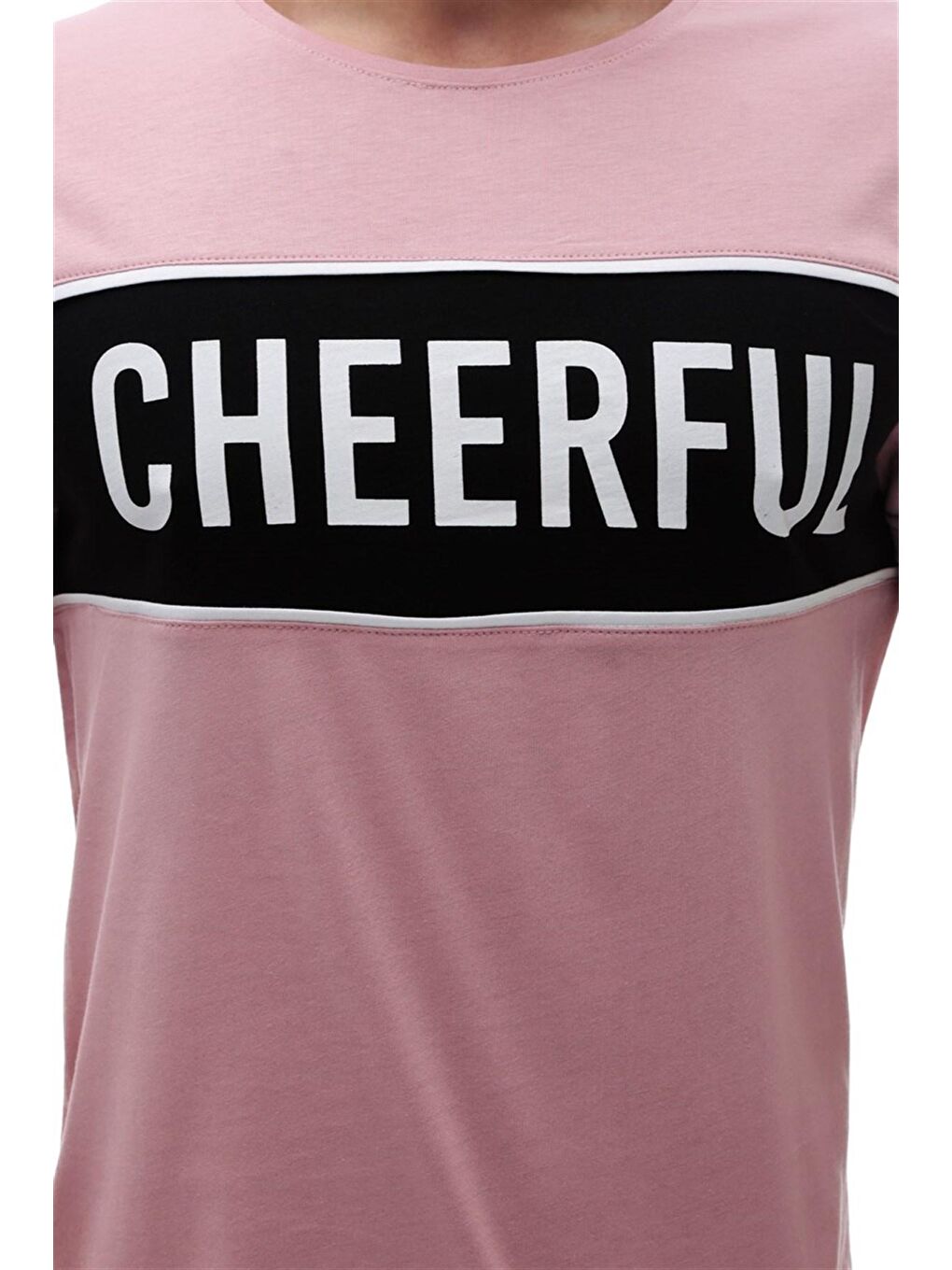 Baskılı Bisiklet Yaka Pembe Tişört 2881-5