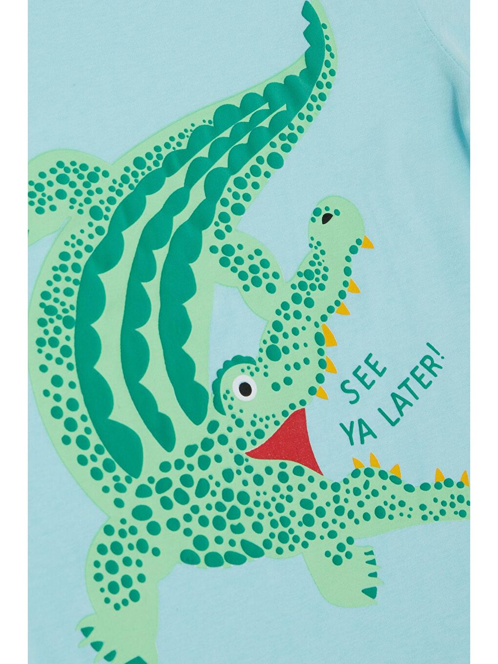 Erkek Çocuk Tişört Sevimli Timsahcık Baskılı Açık Mavi (3-8 Yaş)-2