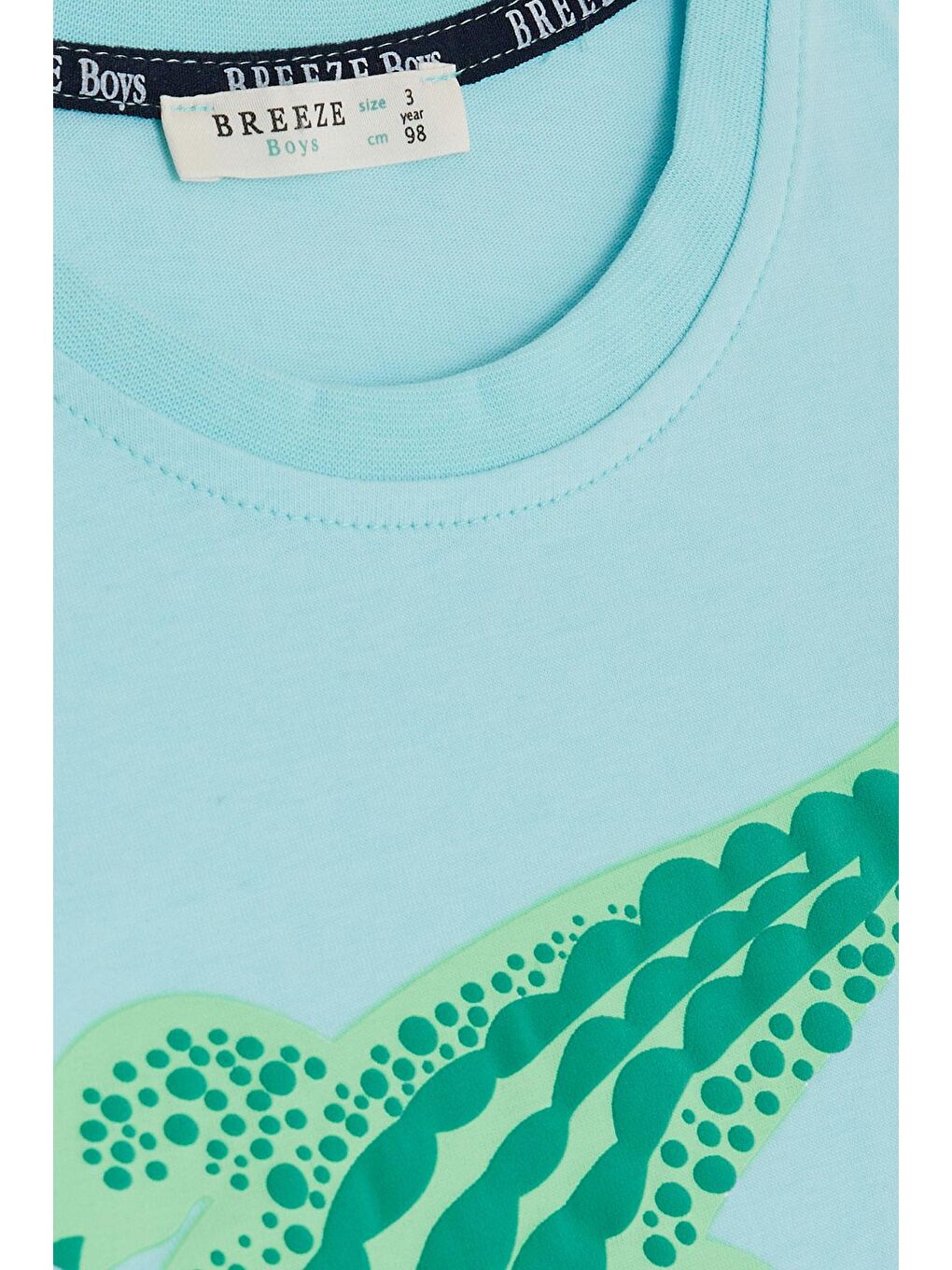 Erkek Çocuk Tişört Sevimli Timsahcık Baskılı Açık Mavi (3-8 Yaş)-3