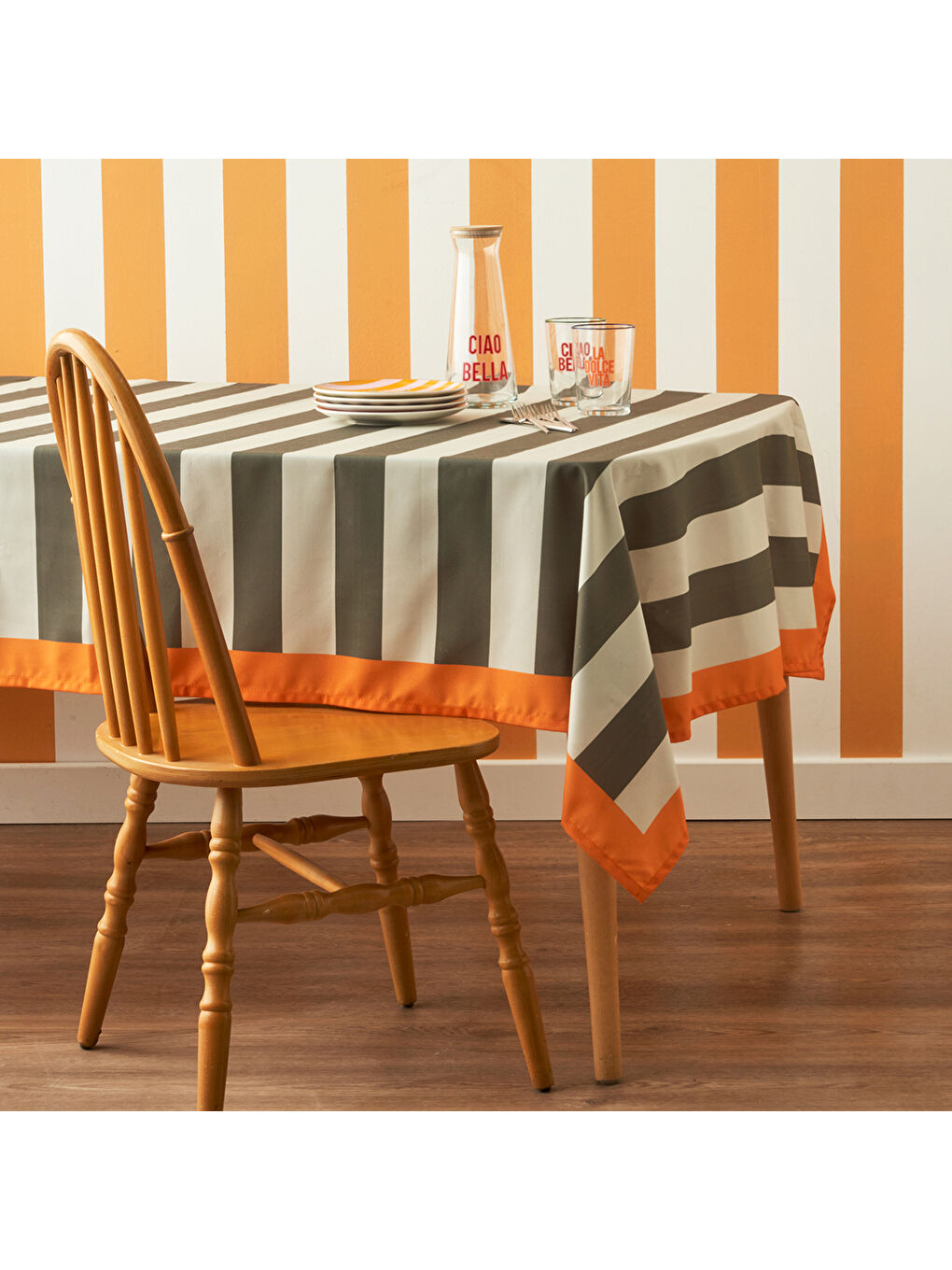 Bella Maison Line Pamuklu Masa Örtüsü Yeşil (150x250 cm)