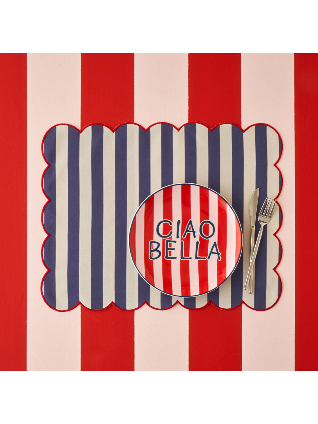 Line Pamuklu Amerikan Servis Mavi (35x45 cm)