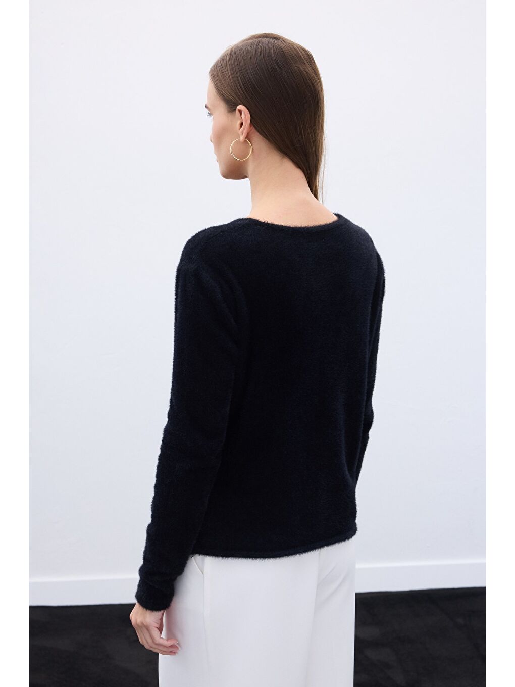 Düğmeli Sakallı Hırka - Siyah-7