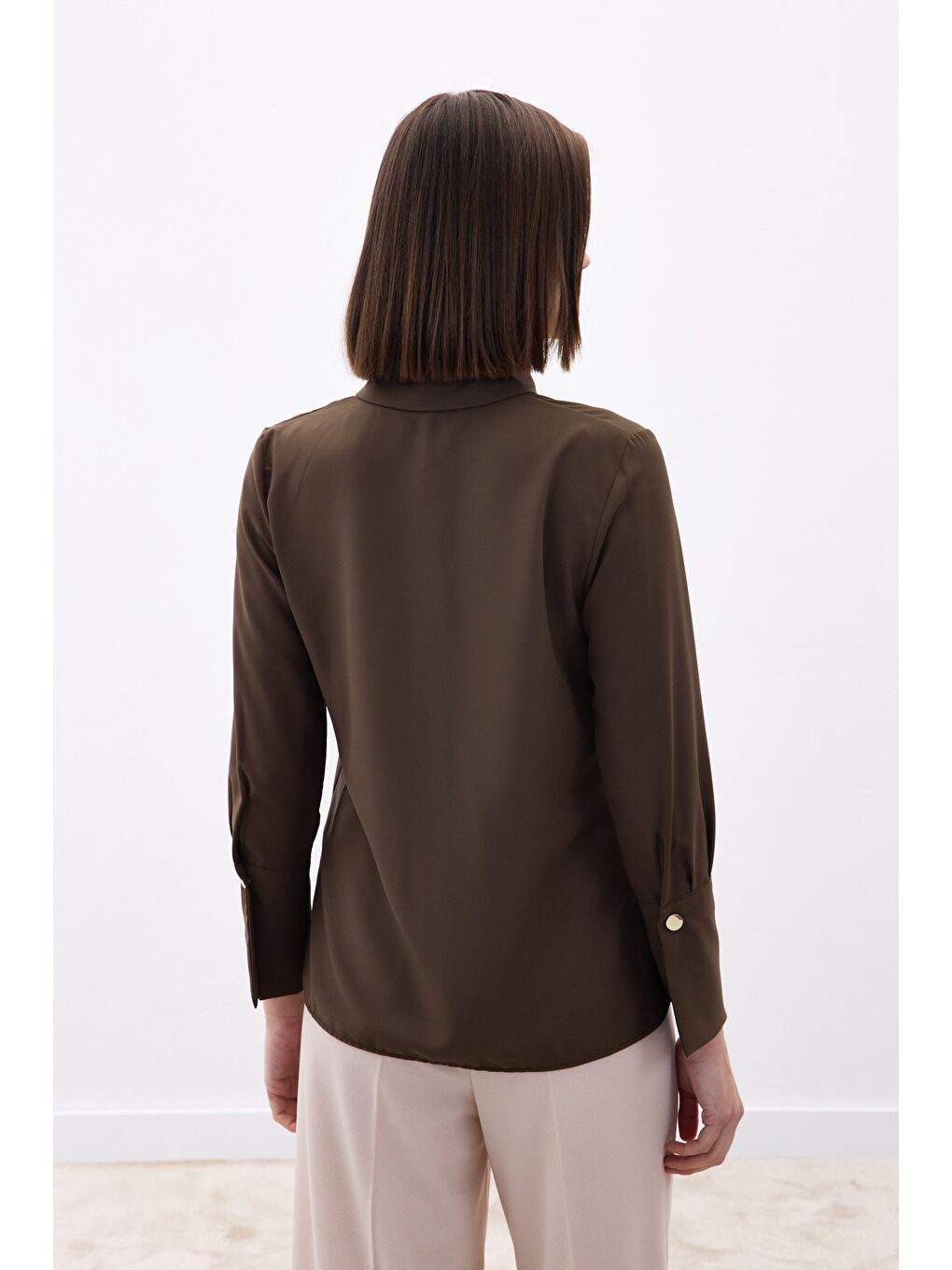 Kahverengi Çıt Çıt Detaylı Gömlek - Kahve-7