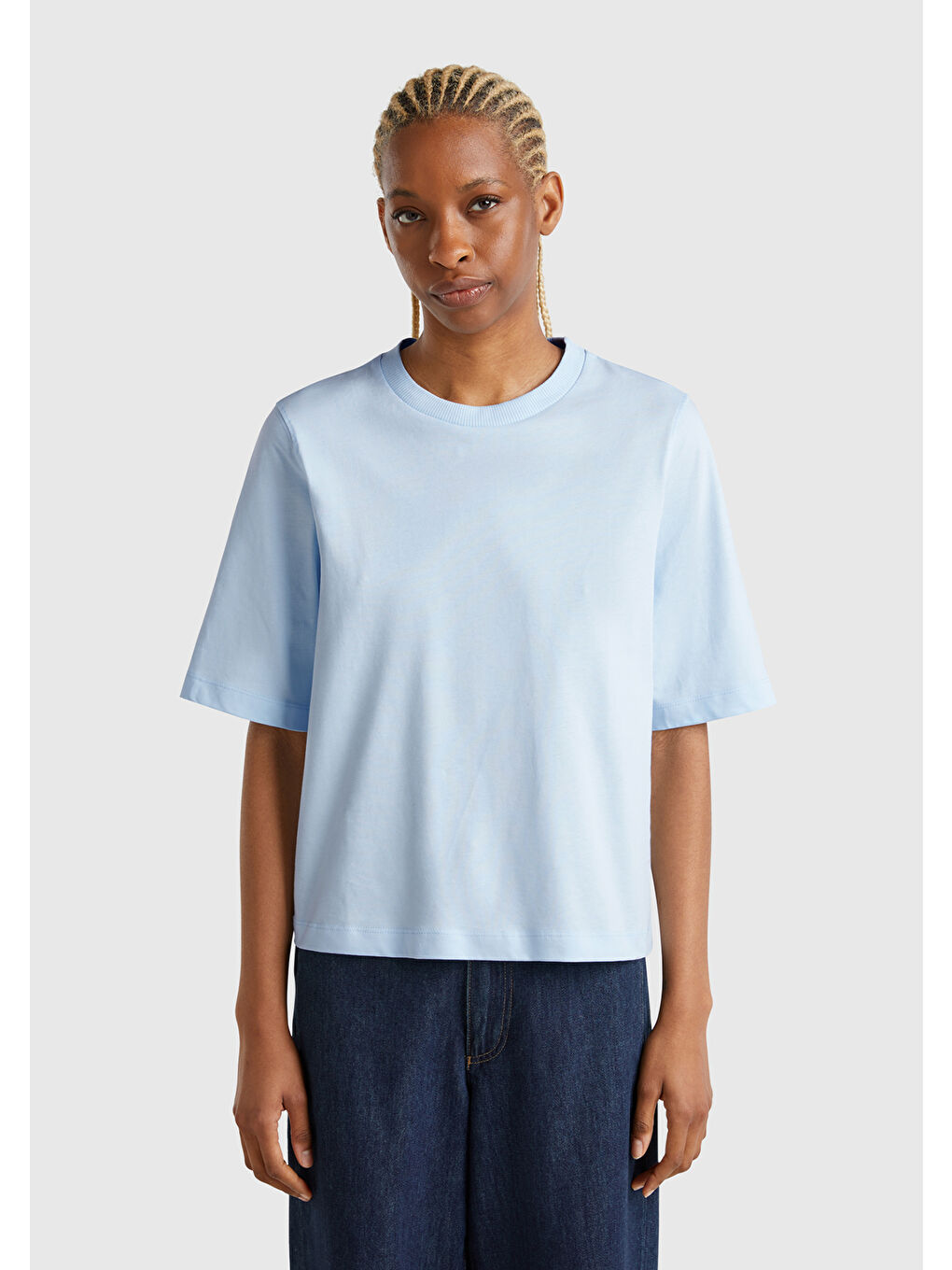 Mavi Kadın %100 Pamuk Boxy Fit Tişört