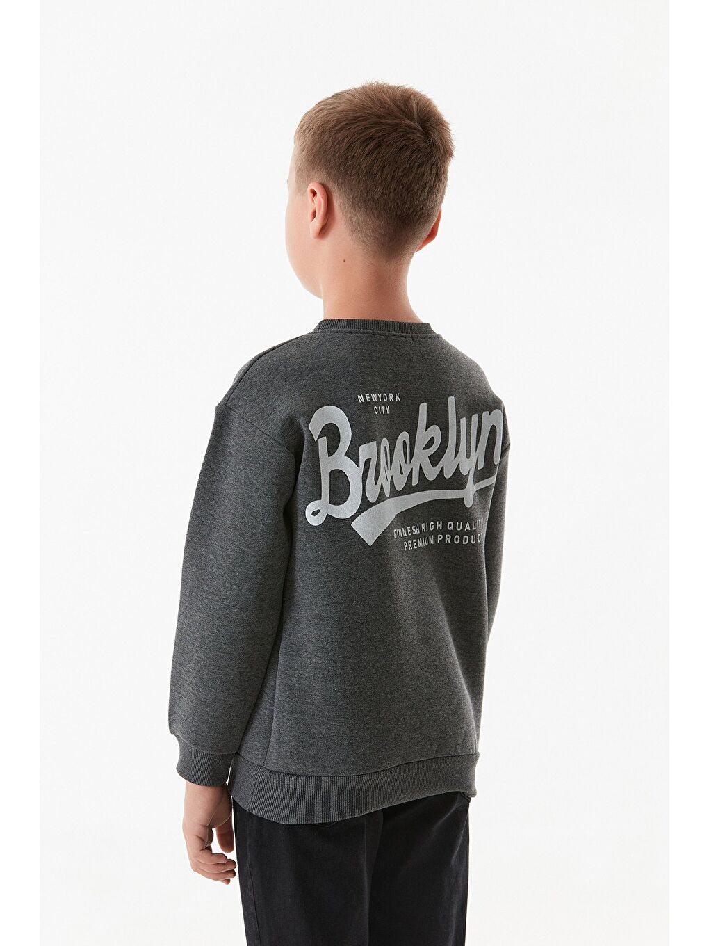 Fullamoda Antrasit Sırtı Baskılı Bisiklet Yaka Erkek Çocuk Sweatshirt - 3