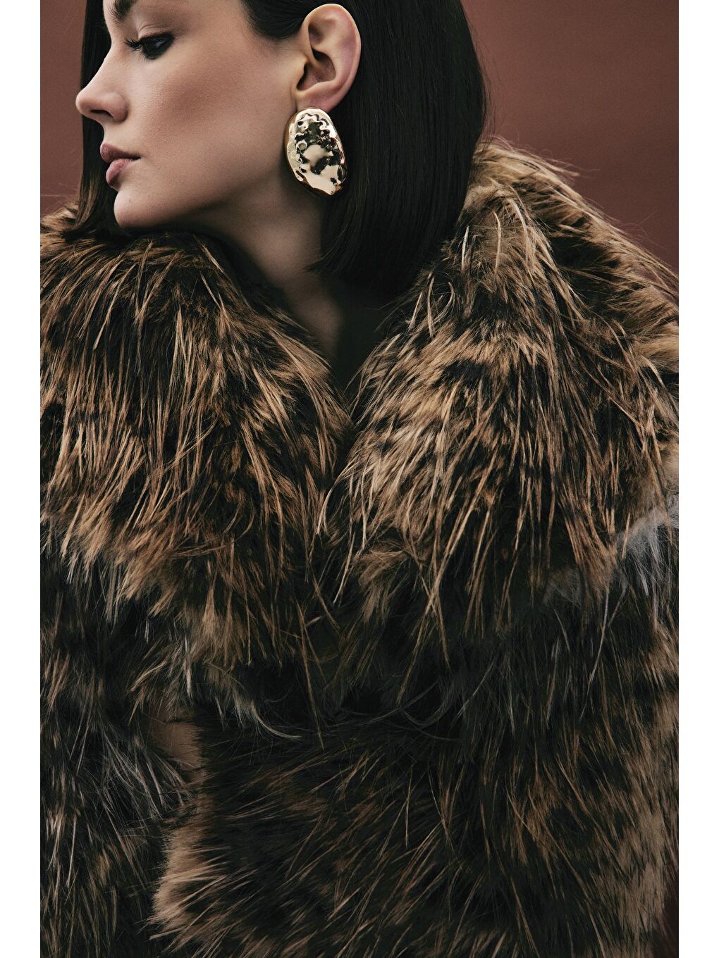 Kahverengi Leopar Desenli Kürk - Kahve-1