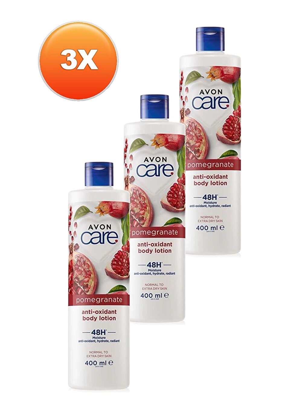 Care Nar Özü İçeren Antioksidan Nemlendirici Vücut Losyonu 400 Ml. Üçlü Set-1