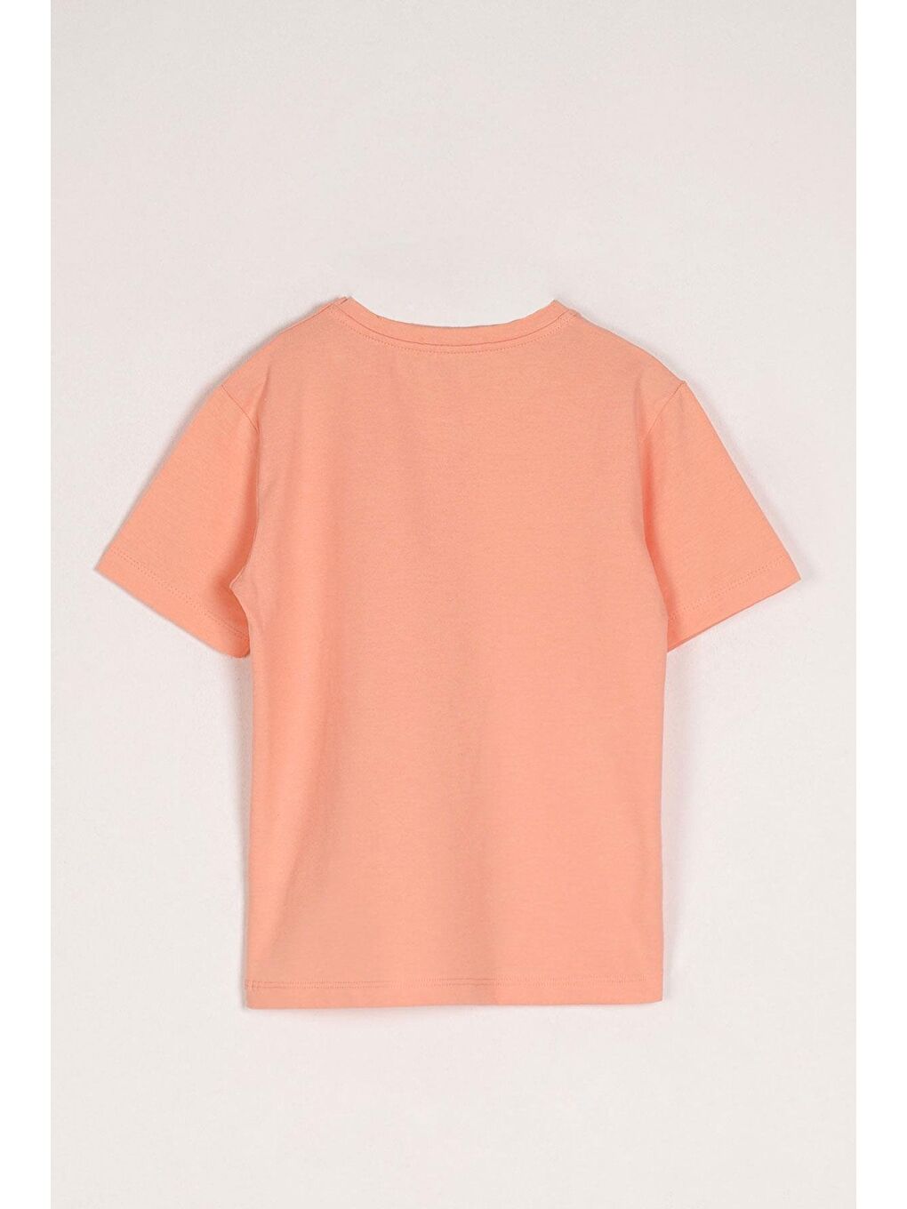 Pembe Kısa Kol Baskısız Somon Renk Kız Çocuk Tshirt-1