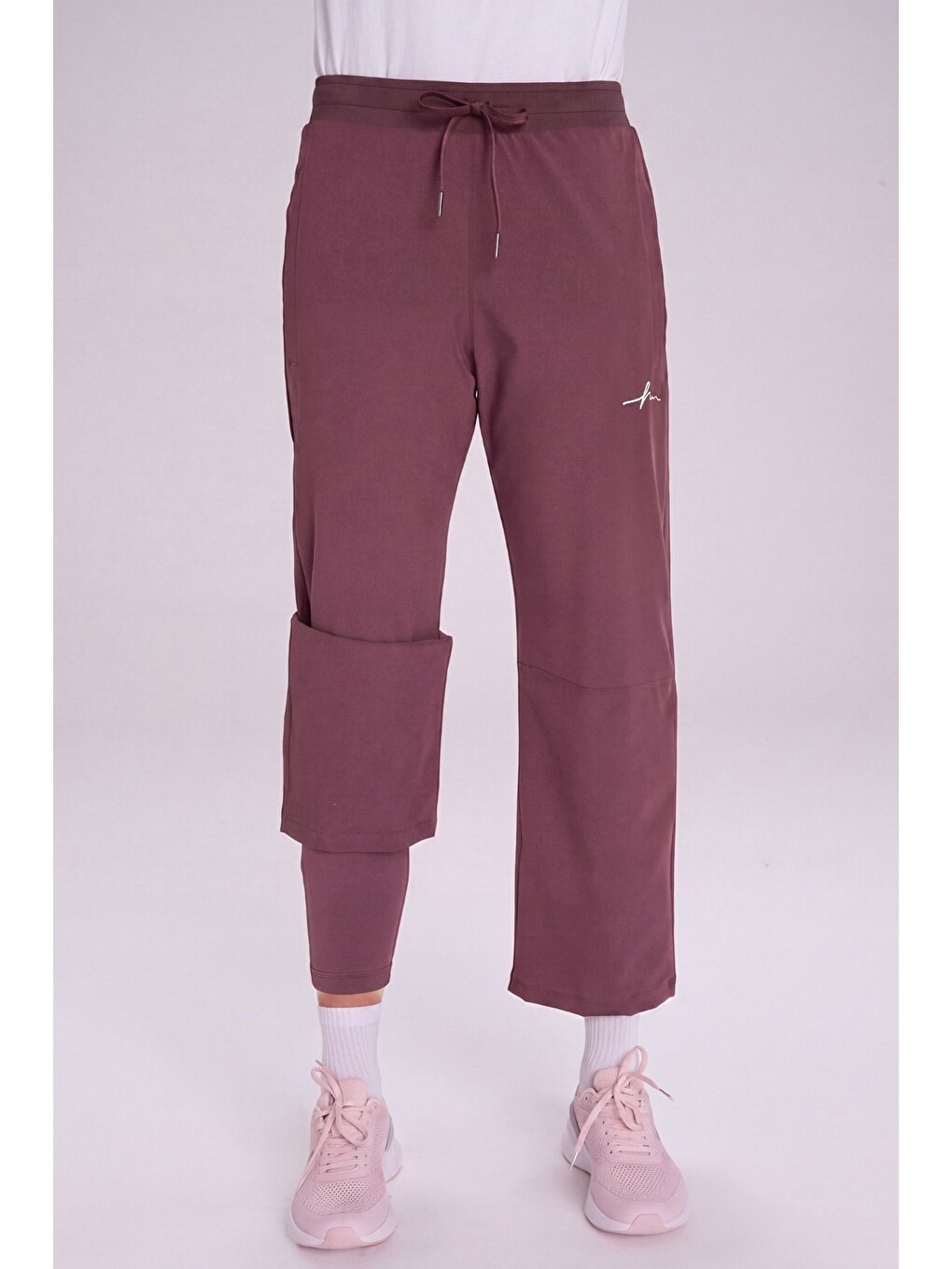 Active Çift Katmanlı Taytlı Boru Paça Lila Spor Pantolonu Eşofman Altı Act-3