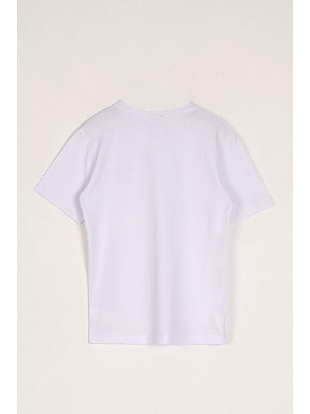 Kısa Kol Baskısız Beyaz Renk Kız Çocuk Tshirt-1