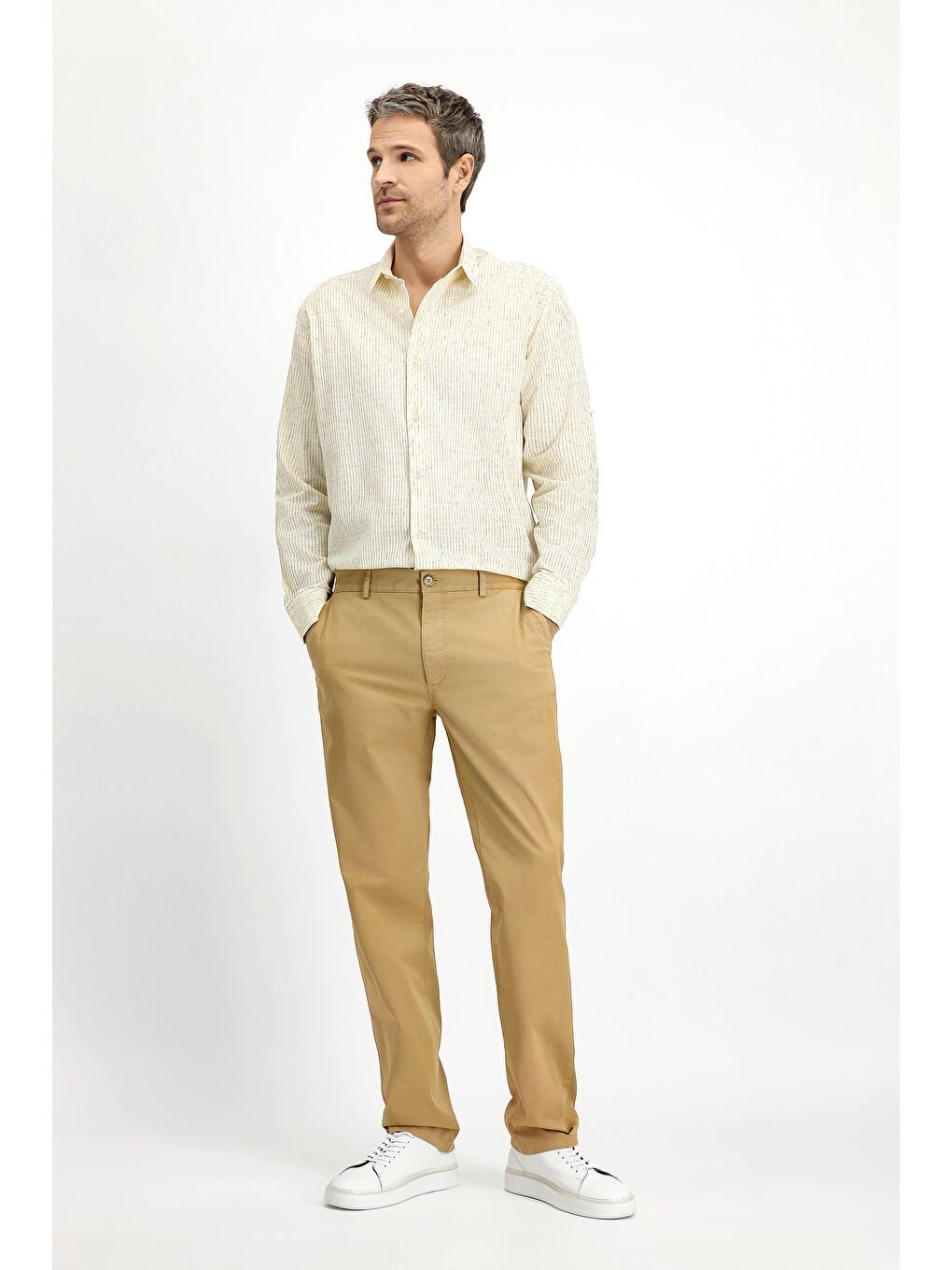 Bej Regular Fit Elastanlı Kanvas / Chino Pantolon-2