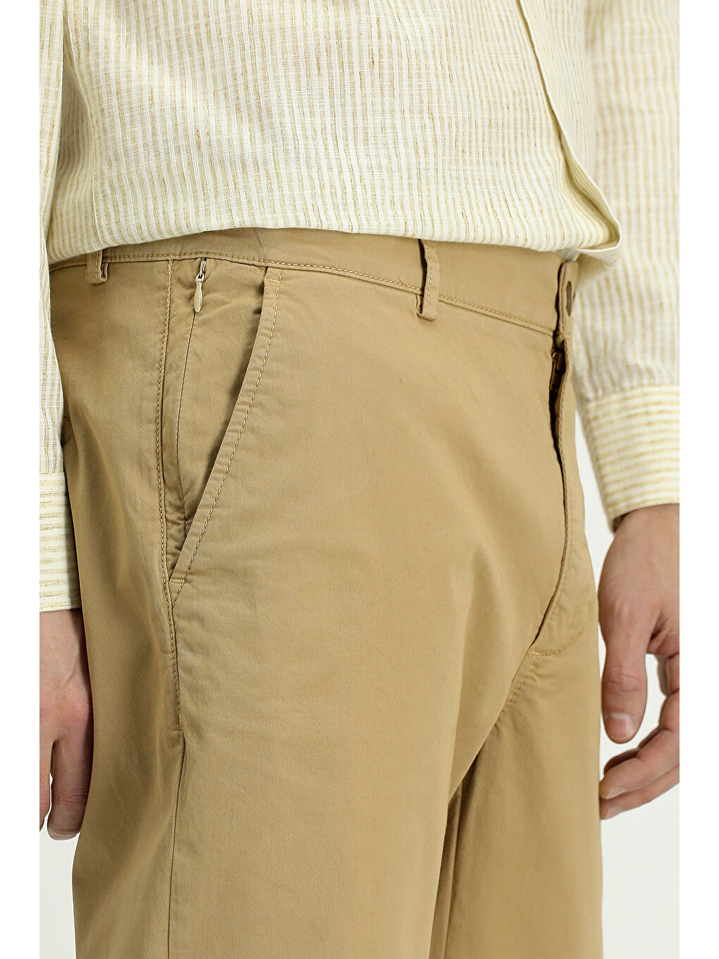 Bej Regular Fit Elastanlı Kanvas / Chino Pantolon-4