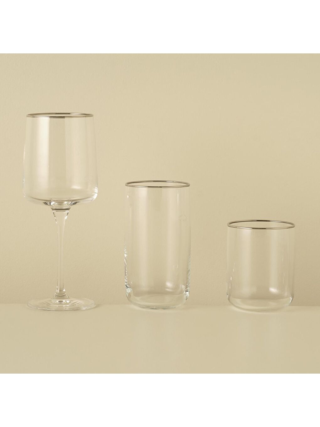 Gri Premium Bardak-Kadeh Set 18'li Silver