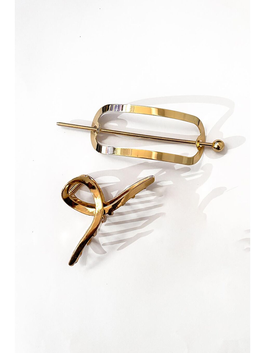 Sarı Gold Metal Topuz Tokası Seti