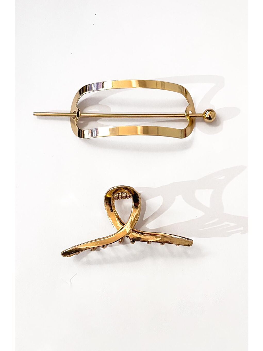 Sarı Gold Metal Topuz Tokası Seti-1