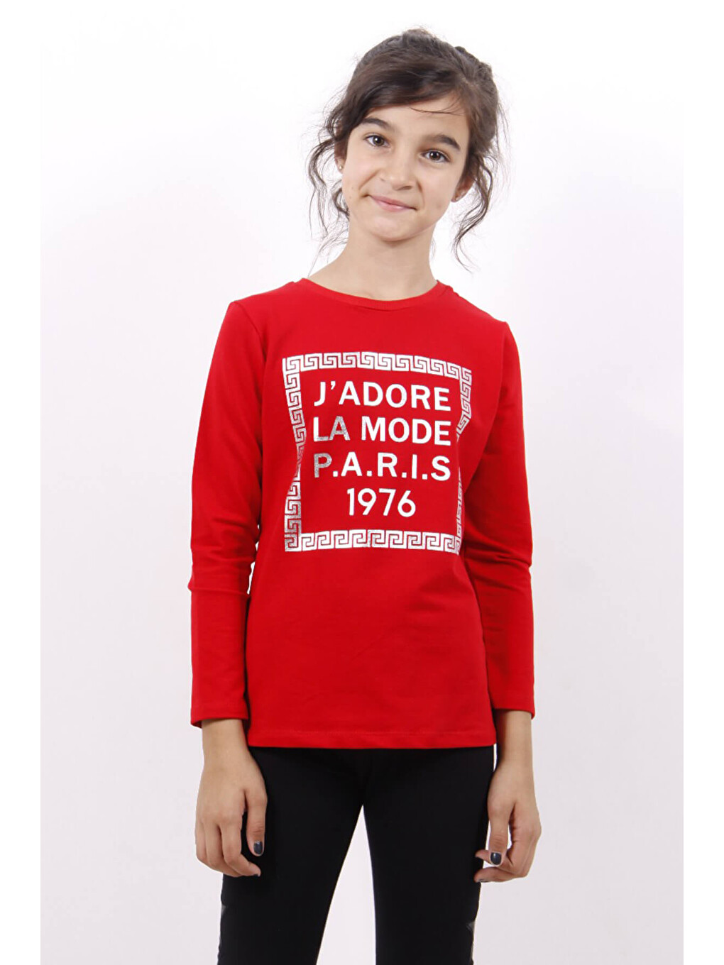 Kırmızı Kız Çocuk Jadore Varak Baskılı Sweatshirt