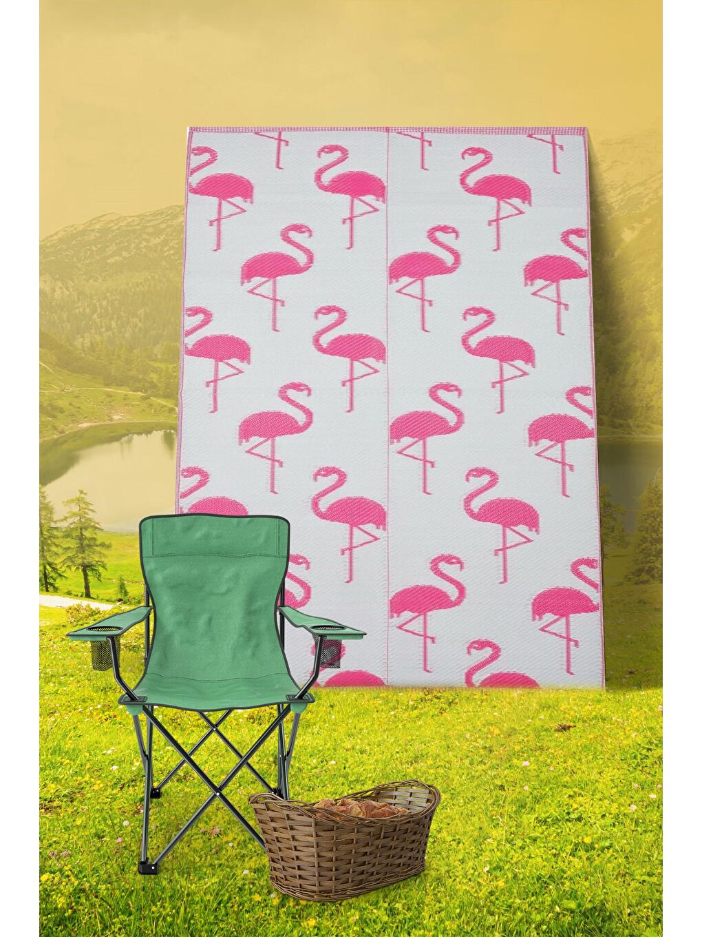 Pembe Savana 8811 Plaj Kamp Piknik Bahçe Halısı Balkon Teras Hasır Mat Savan Halı-90x180