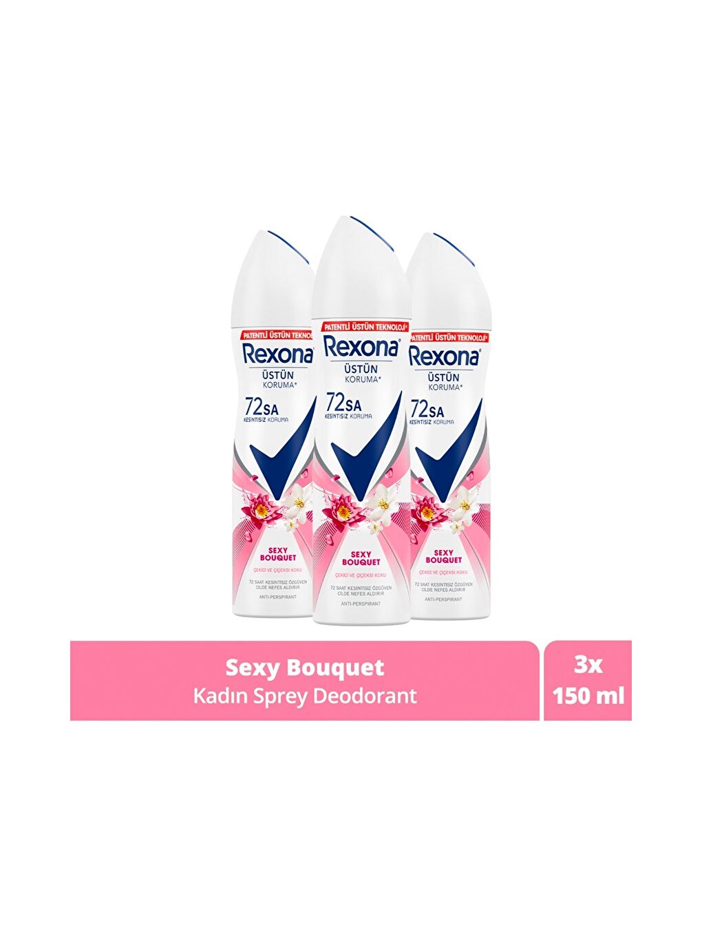 Kadın Sprey Deodorant Sexy Bouquet Üstün Koruma 150 ml x 3 Adet