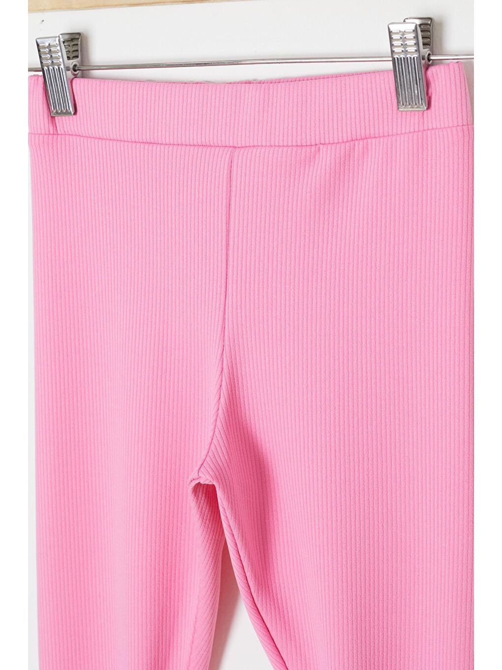 Pembe Fiyonklu Tavşan Nakışlı Fitilli Kız Çocuk Yırtmaçlı Tayt 18151-1