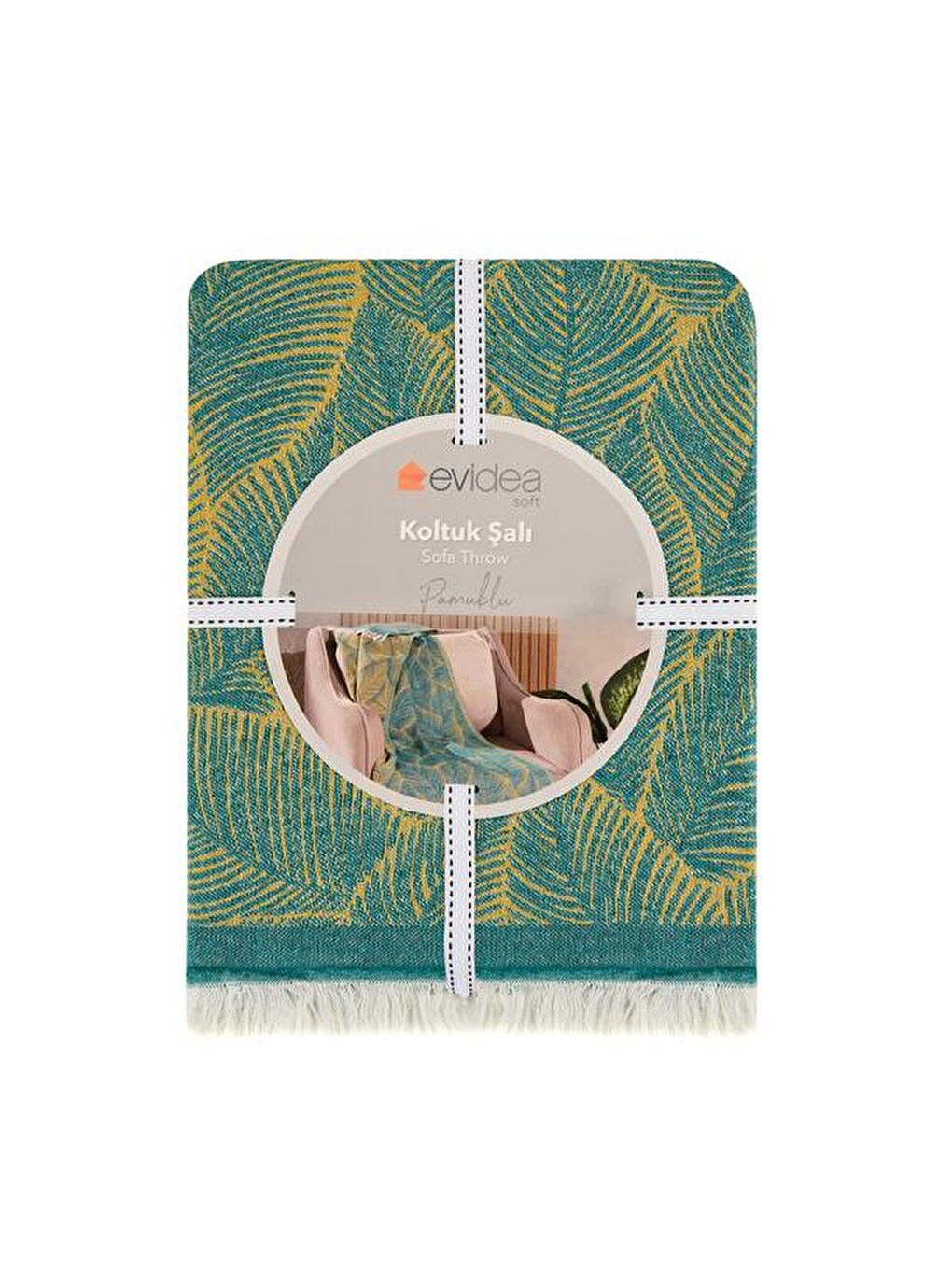 Soft Çiçek Desenli Koltuk Örtüsü - Mavi / Sarı - 130x170 cm-2