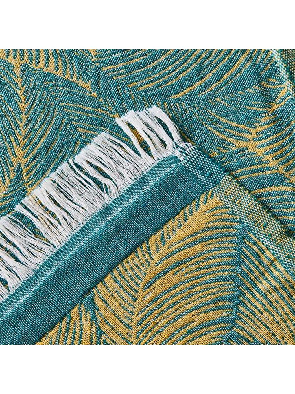 Soft Çiçek Desenli Koltuk Örtüsü - Mavi / Sarı - 130x170 cm-4