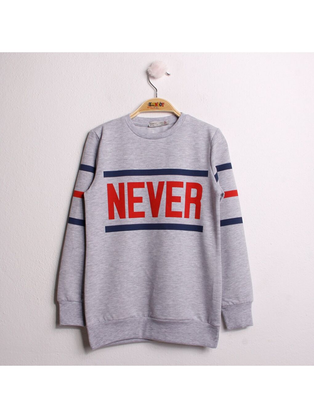 Toontoykids Gri Kız Çocuk Sweatshirt Never Baskı