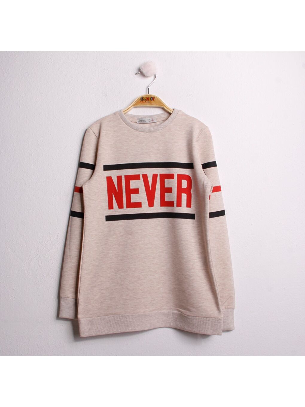 Kahverengi Kız Çocuk Sweatshirt Never Baskı