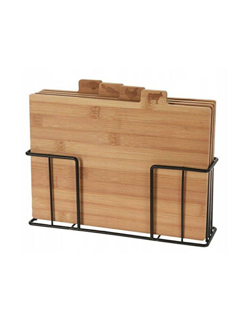4'lü Bambu Kesme Tahtası Seti - Kahverengi - 28x20x7 cm