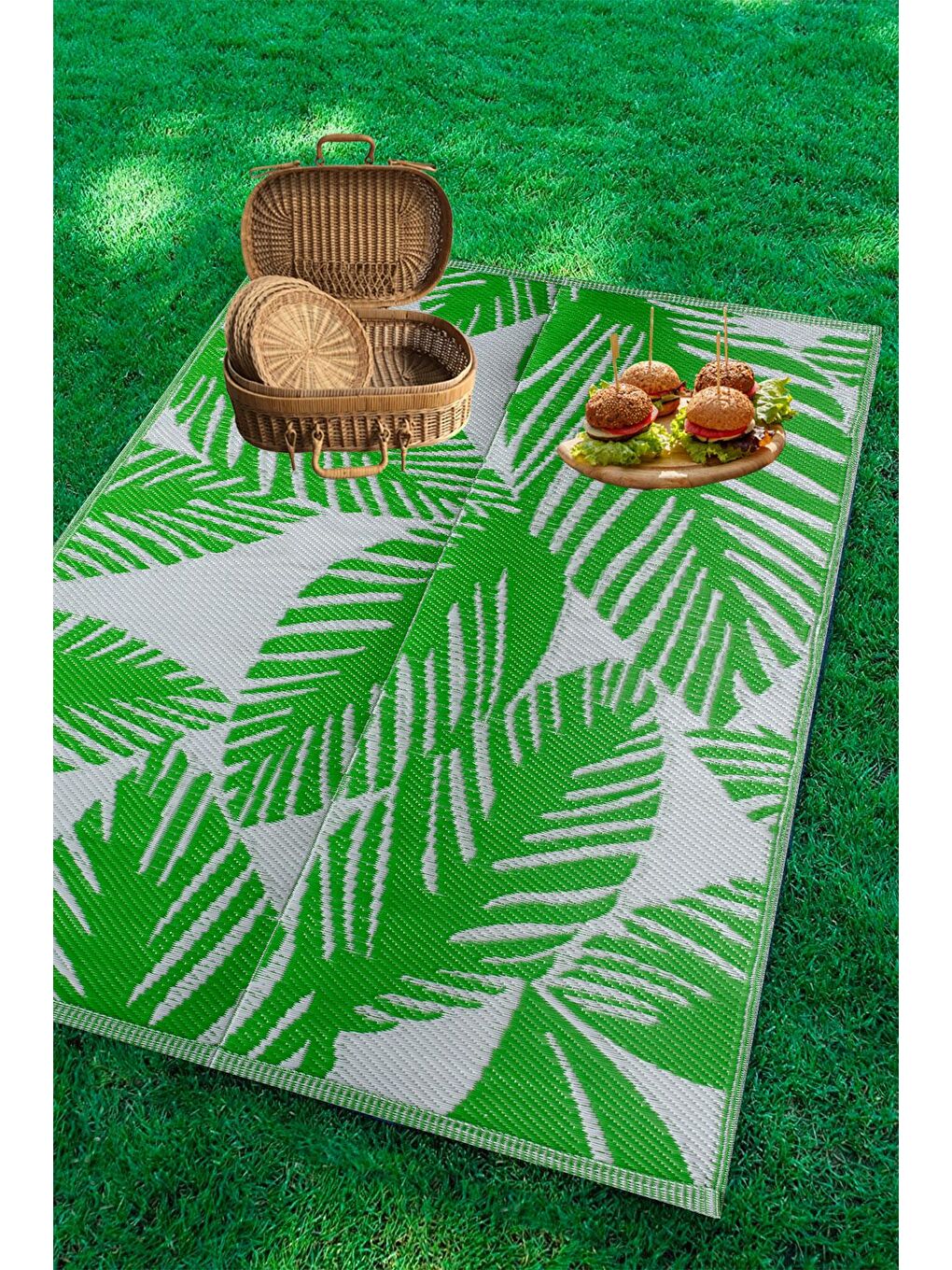 Yeşil Savana 8803 Plaj Kamp Piknik Bahçe Halısı Balkon Teras Hasır Mat Savan Halı-150x210-1