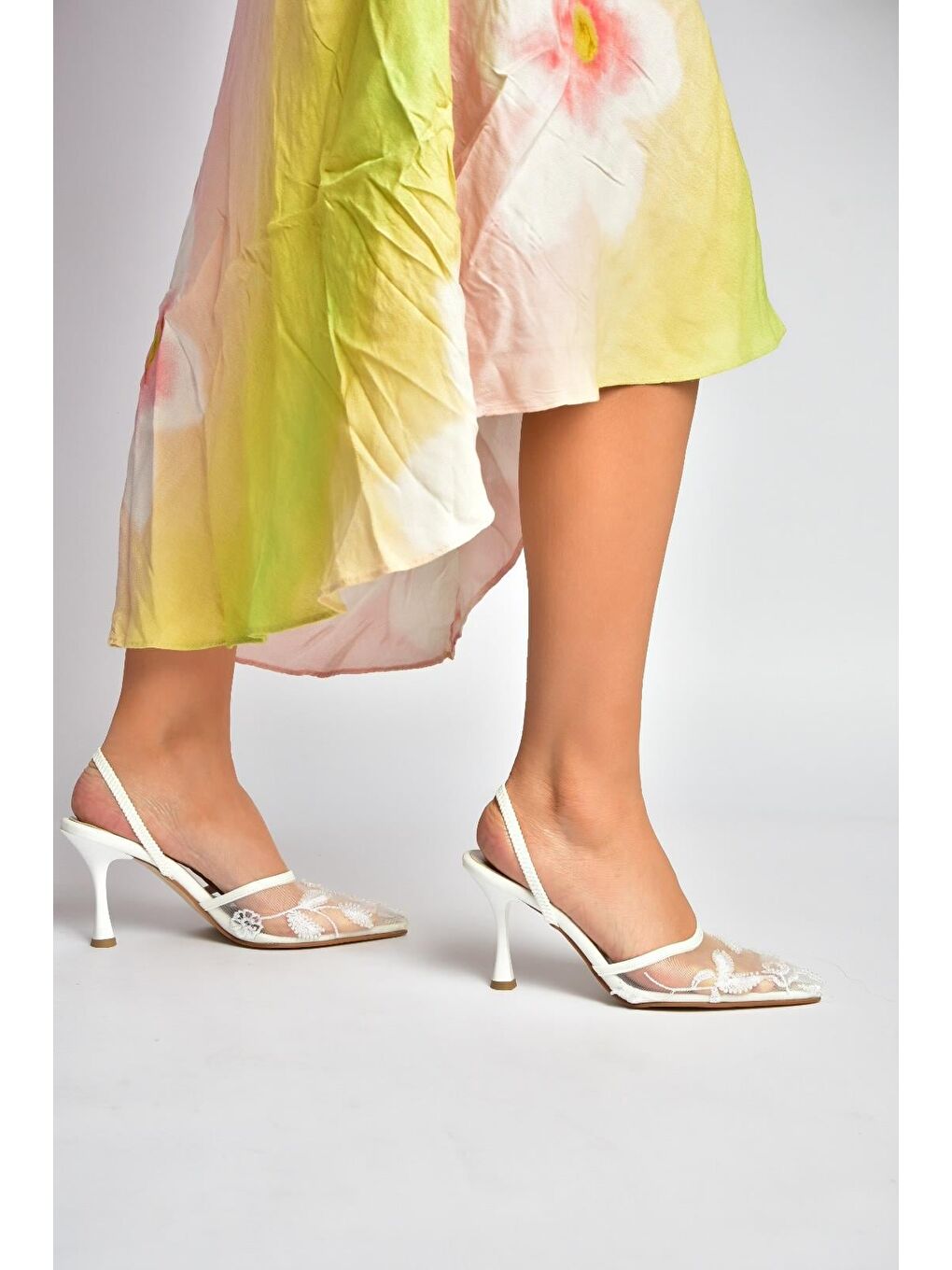 Beyaz Kadın Topuklu Ayakkabı Y752076315-4