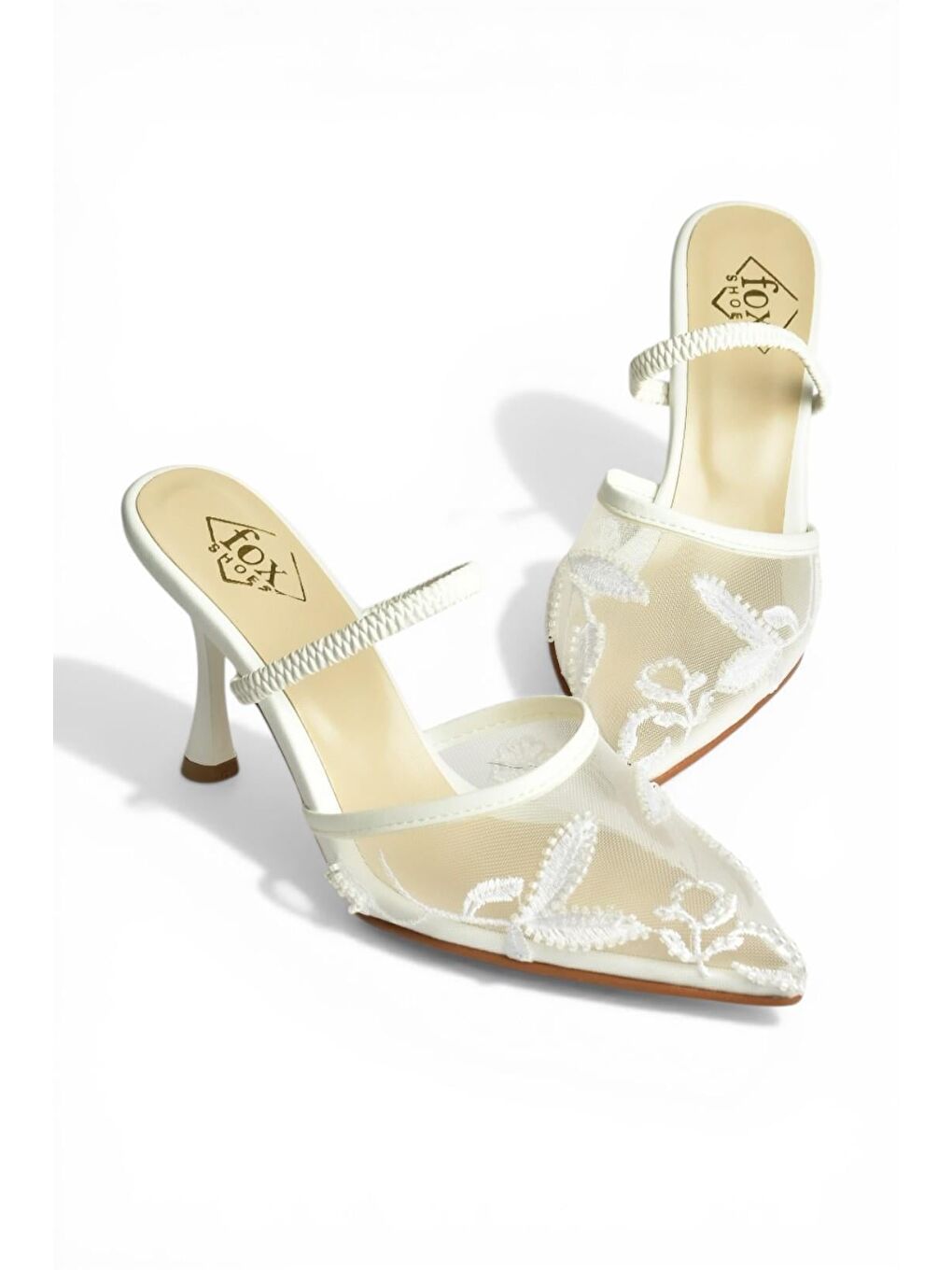 Beyaz Kadın Topuklu Ayakkabı Y752076315-5