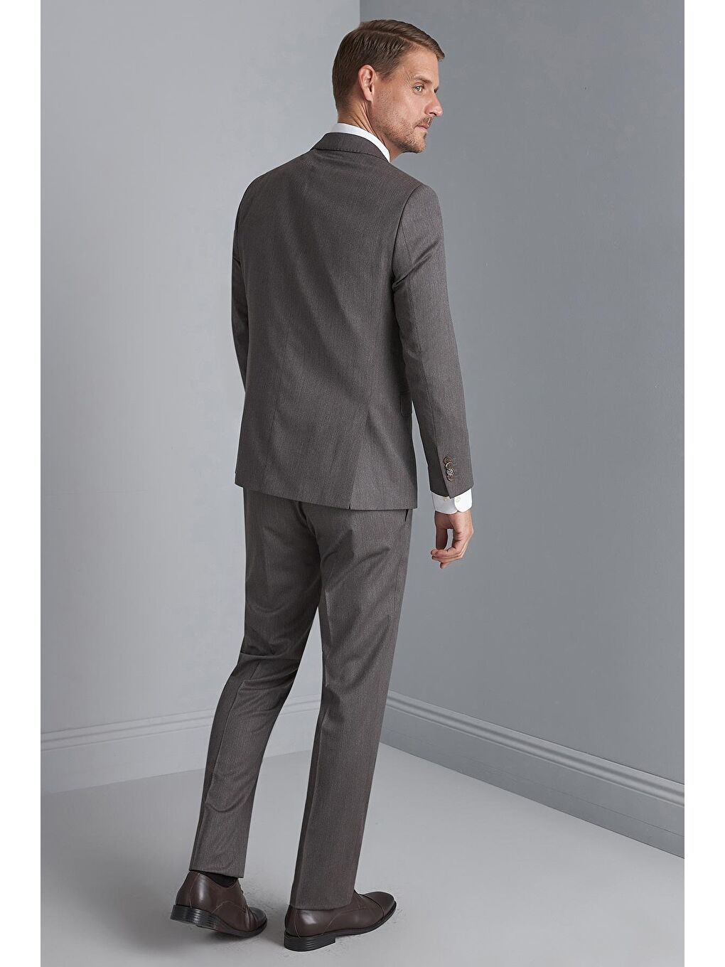 Kahverengi Erkek Kahve Barı (4 Drop) / Geniş Kalıp Mono Yaka Takım Elbise-2