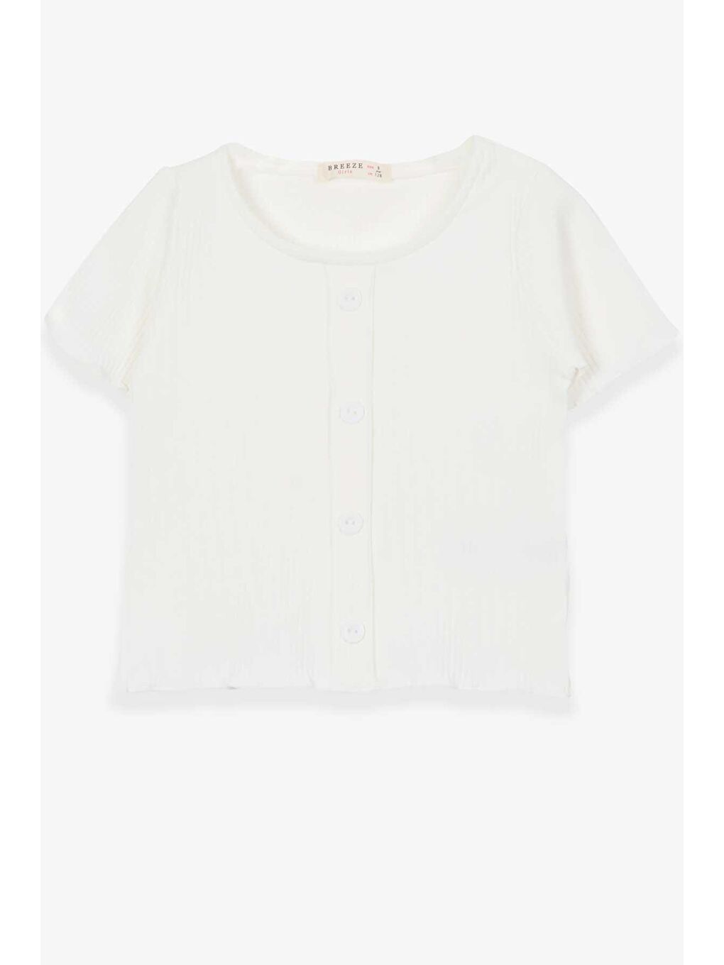 Kız Çocuk Tişört Düğme Aksesuarlı Ekru (9-14 Yaş)-6