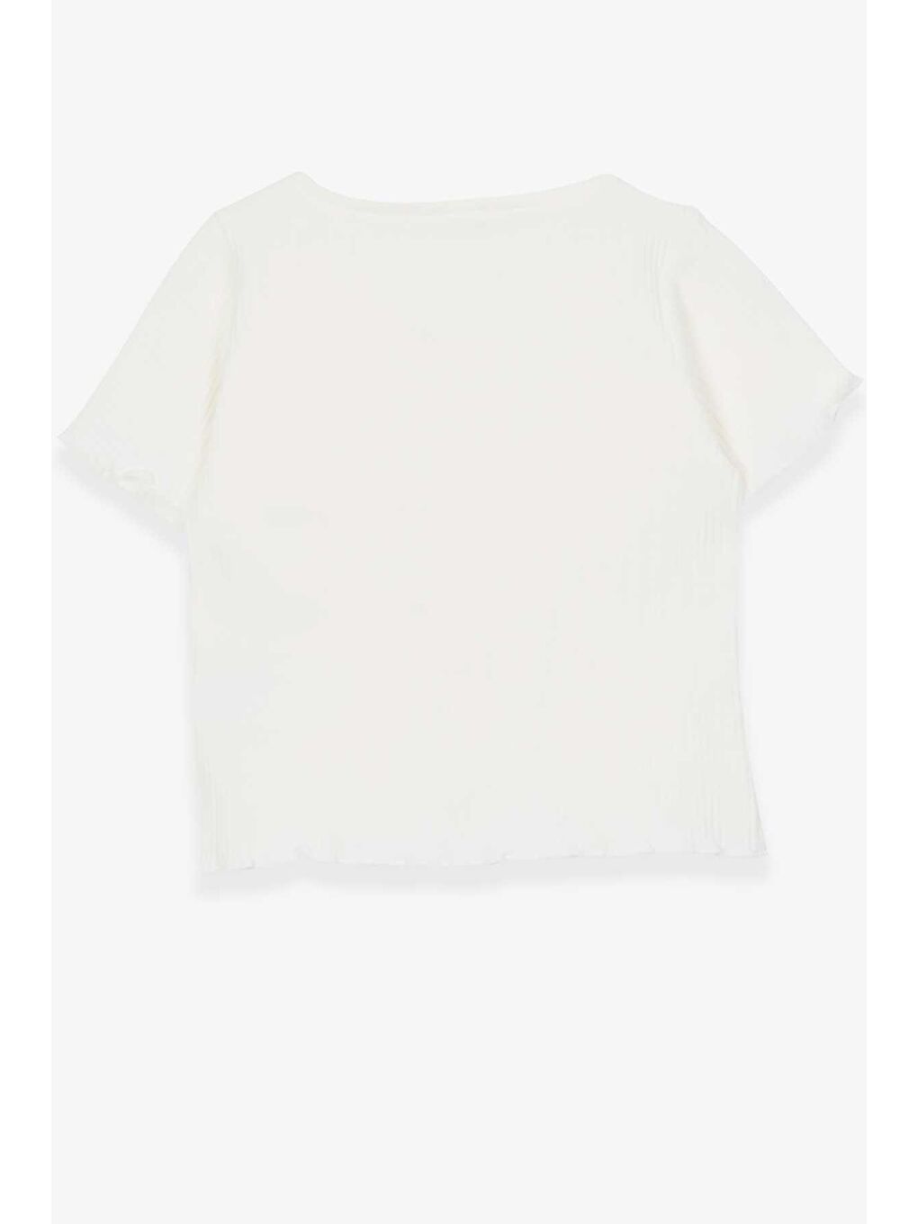 Kız Çocuk Tişört Düğme Aksesuarlı Ekru (9-14 Yaş)-8