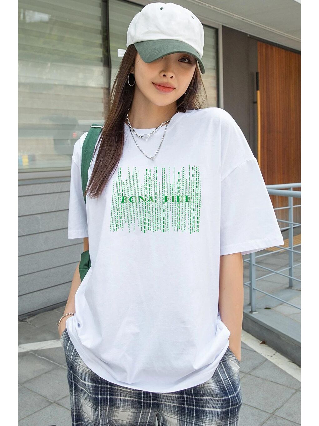 uyguntarz Beyaz Unisex Bona Fide Baskılı Oversize Tshirt