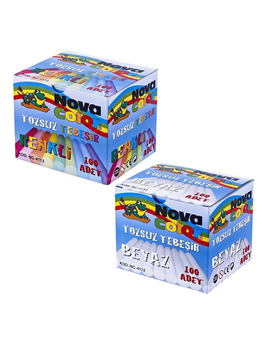 Tozsuz Beyaz Ve Renkli Tebeşir 200 Lü Set