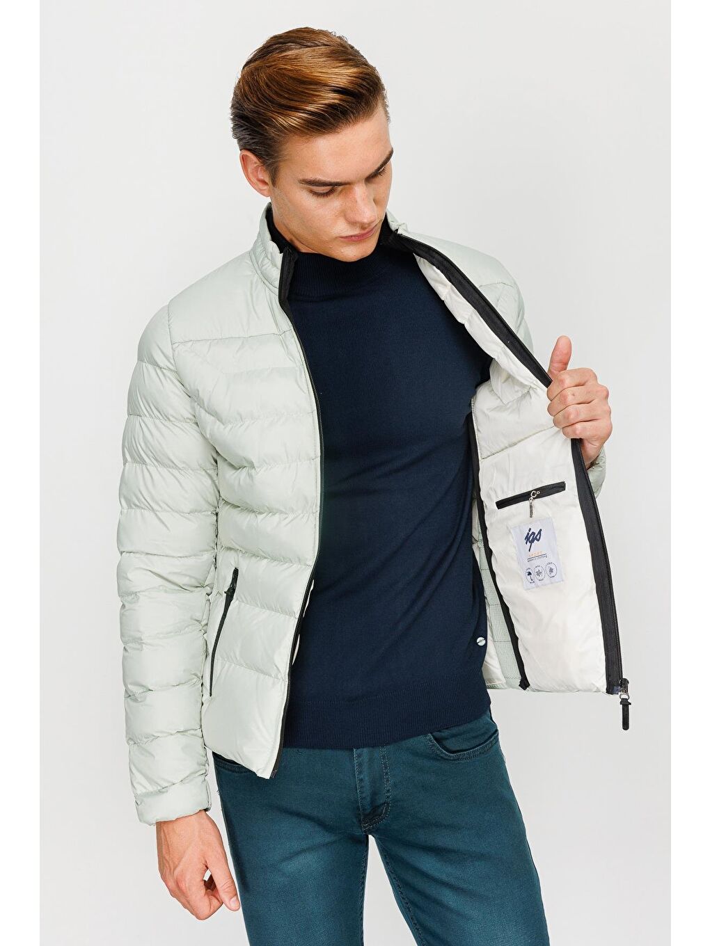 Erkek Mint Yeşil Şişme Mont-4