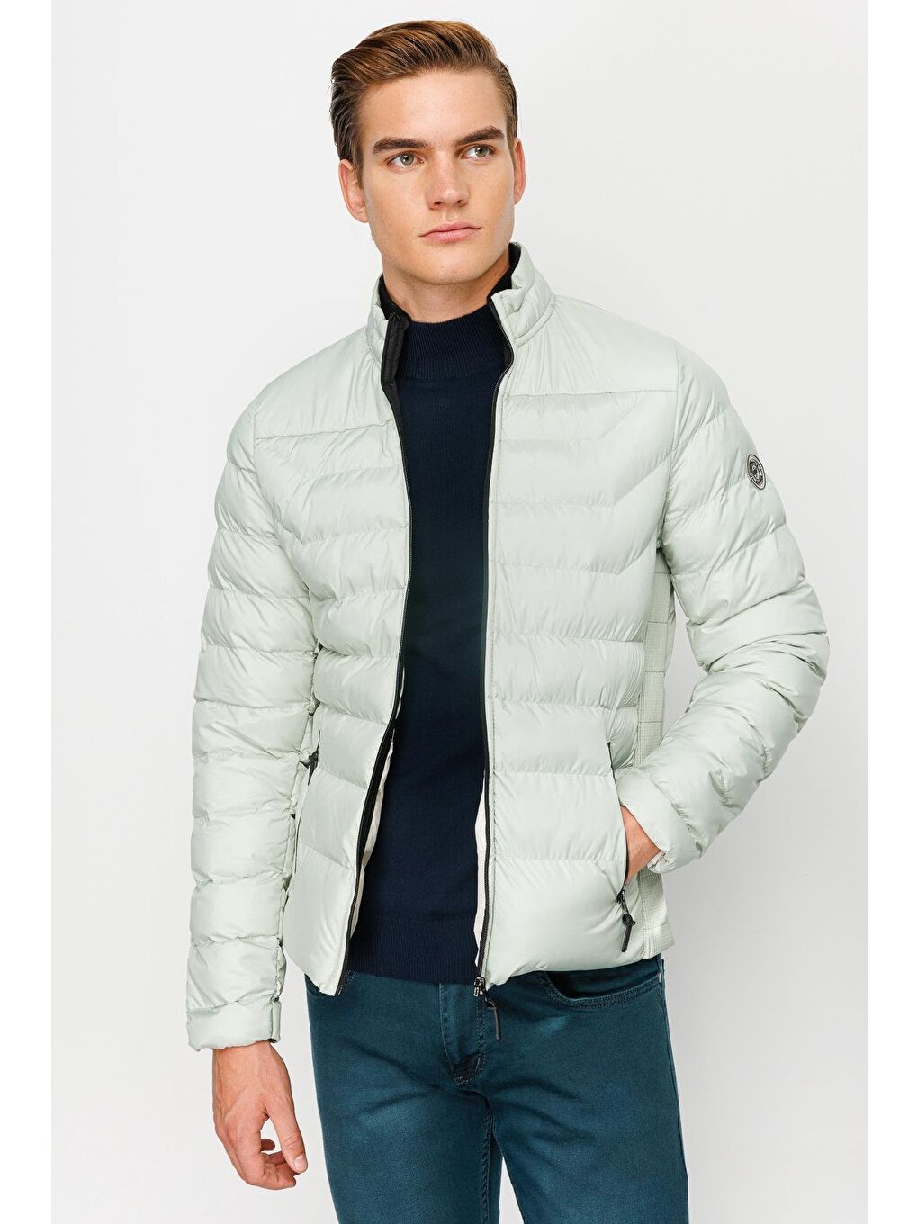 Erkek Mint Yeşil Şişme Mont-5