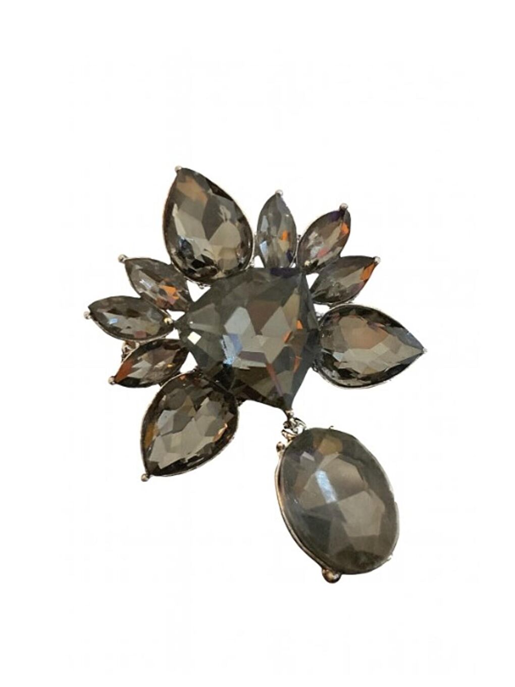 Gri Taşlı Buz Diyarı Görkemli Broş Yaka İğnesi-1